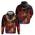 Hawaiian Turtle with Volcanic Eruption Hoodie Hibiscus Lei and Lava Flow an Abstract Texture