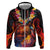 Hawaiian Turtle with Volcanic Eruption Hoodie Hibiscus Lei and Lava Flow an Abstract Texture