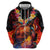 Hawaiian Turtle with Volcanic Eruption Hoodie Hibiscus Lei and Lava Flow an Abstract Texture