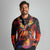 Hawaiian Turtle with Volcanic Eruption Long Sleeve Polo Shirt Hibiscus Lei and Lava Flow an Abstract Texture