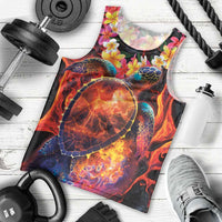 Hawaiian Turtle with Volcanic Eruption Men Tank Top Hibiscus Lei and Lava Flow an Abstract Texture LT03 - Polynesian Pride