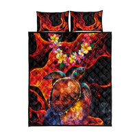 Hawaiian Turtle with Volcanic Eruption Quilt Bed Set Hibiscus Lei and Lava Flow an Abstract Texture LT03 - Polynesian Pride