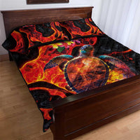 Hawaiian Turtle with Volcanic Eruption Quilt Bed Set Hibiscus Lei and Lava Flow an Abstract Texture LT03 - Polynesian Pride