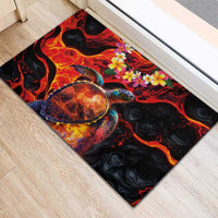 Hawaiian Turtle with Volcanic Eruption Rubber Doormat Hibiscus Lei and Lava Flow an Abstract Texture LT03 - Polynesian Pride