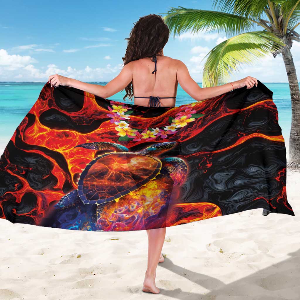 Hawaiian Turtle with Volcanic Eruption Sarong Hibiscus Lei and Lava Flow an Abstract Texture LT03 - Polynesian Pride