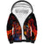 Hawaiian Turtle with Volcanic Eruption Sherpa Hoodie Hibiscus Lei and Lava Flow an Abstract Texture