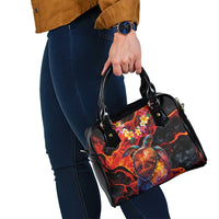 Hawaiian Turtle with Volcanic Eruption Shoulder Handbag Hibiscus Lei and Lava Flow an Abstract Texture LT03 - Polynesian Pride