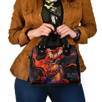 Hawaiian Turtle with Volcanic Eruption Shoulder Handbag Hibiscus Lei and Lava Flow an Abstract Texture LT03 - Polynesian Pride