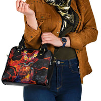 Hawaiian Turtle with Volcanic Eruption Shoulder Handbag Hibiscus Lei and Lava Flow an Abstract Texture LT03 - Polynesian Pride