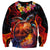 Hawaiian Turtle with Volcanic Eruption Sweatshirt Hibiscus Lei and Lava Flow an Abstract Texture