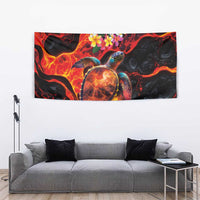 Hawaiian Turtle with Volcanic Eruption Tapestry Hibiscus Lei and Lava Flow an Abstract Texture LT03 - Polynesian Pride