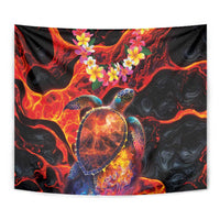 Hawaiian Turtle with Volcanic Eruption Tapestry Hibiscus Lei and Lava Flow an Abstract Texture LT03 - Polynesian Pride