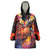 Hawaiian Turtle with Volcanic Eruption Wearable Blanket Hoodie Hibiscus Lei and Lava Flow an Abstract Texture