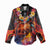 Hawaiian Turtle with Volcanic Eruption Women Casual Shirt Hibiscus Lei and Lava Flow an Abstract Texture