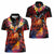 Hawaiian Turtle with Volcanic Eruption Women Polo Shirt Hibiscus Lei and Lava Flow an Abstract Texture