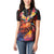 Hawaiian Turtle with Volcanic Eruption Women Polo Shirt Hibiscus Lei and Lava Flow an Abstract Texture