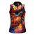 Hawaiian Turtle with Volcanic Eruption Women Sleeveless Polo Shirt Hibiscus Lei and Lava Flow an Abstract Texture