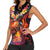 Hawaiian Turtle with Volcanic Eruption Women Sleeveless Polo Shirt Hibiscus Lei and Lava Flow an Abstract Texture