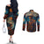 New Zealand Soldier ANZAC Day Couples Matching Off The Shoulder Long Sleeve Dress and Long Sleeve Button Shirt Silver Fern Starry Night Style LT03 - Polynesian Pride