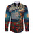 New Zealand Soldier ANZAC Day Family Matching Summer Maxi Dress and Hawaiian Shirt Silver Fern Starry Night Style LT03 Dad's Shirt - Long Sleeve Blue - Polynesian Pride
