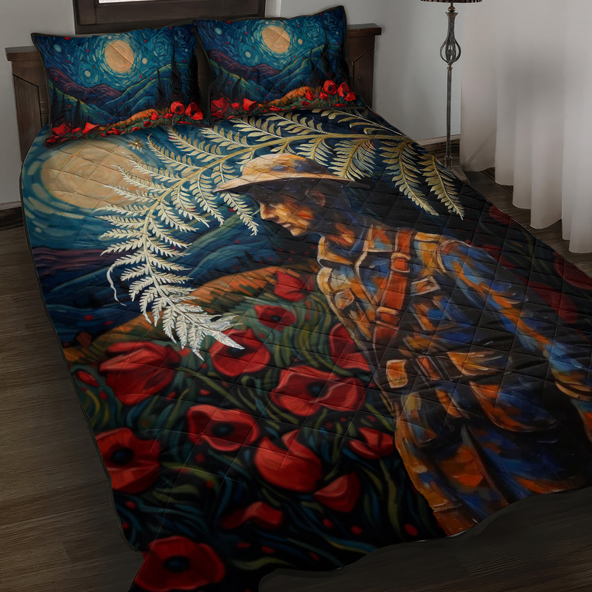 New Zealand Soldier ANZAC Day Quilt Bed Set Silver Fern Starry Night Style LT03 Blue - Polynesian Pride