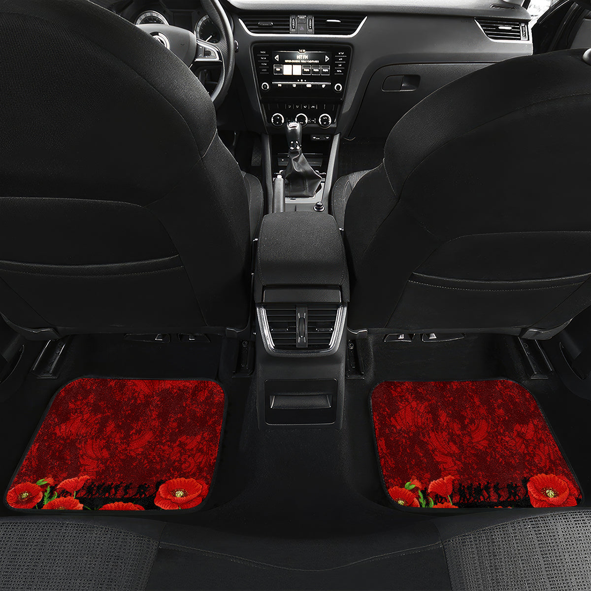 New Zealand ANZAC Waitangi Day Car Mats Hei Tiki and Soldier LT03 Set 2pcs - Back Red - Polynesian Pride