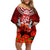 New Zealand ANZAC Waitangi Day Family Matching Off Shoulder Short Dress and Hawaiian Shirt Hei Tiki and Soldier LT03 Mom's Dress Red - Polynesian Pride