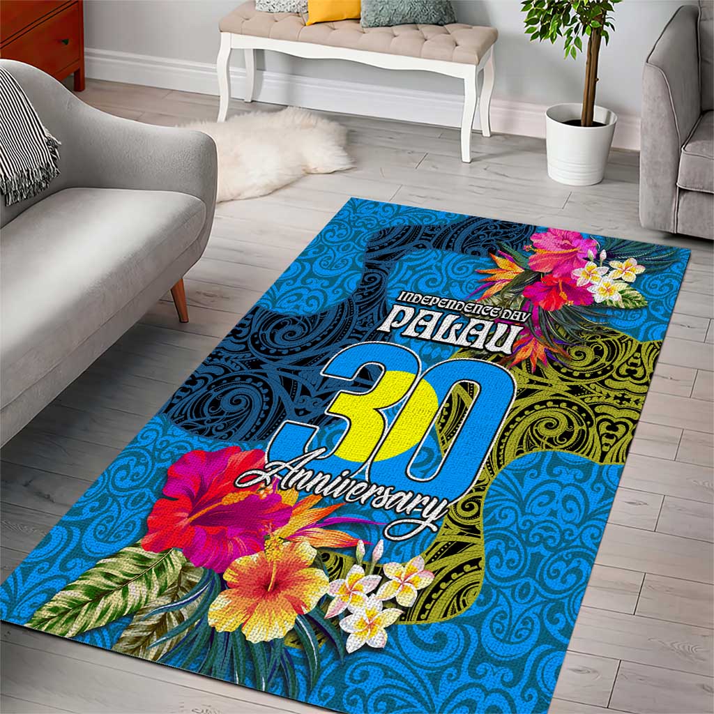 Palau Independence Day Area Rug 1st October 30th Anniversary Polynesian Jungle Flower LT03 - Polynesian Pride