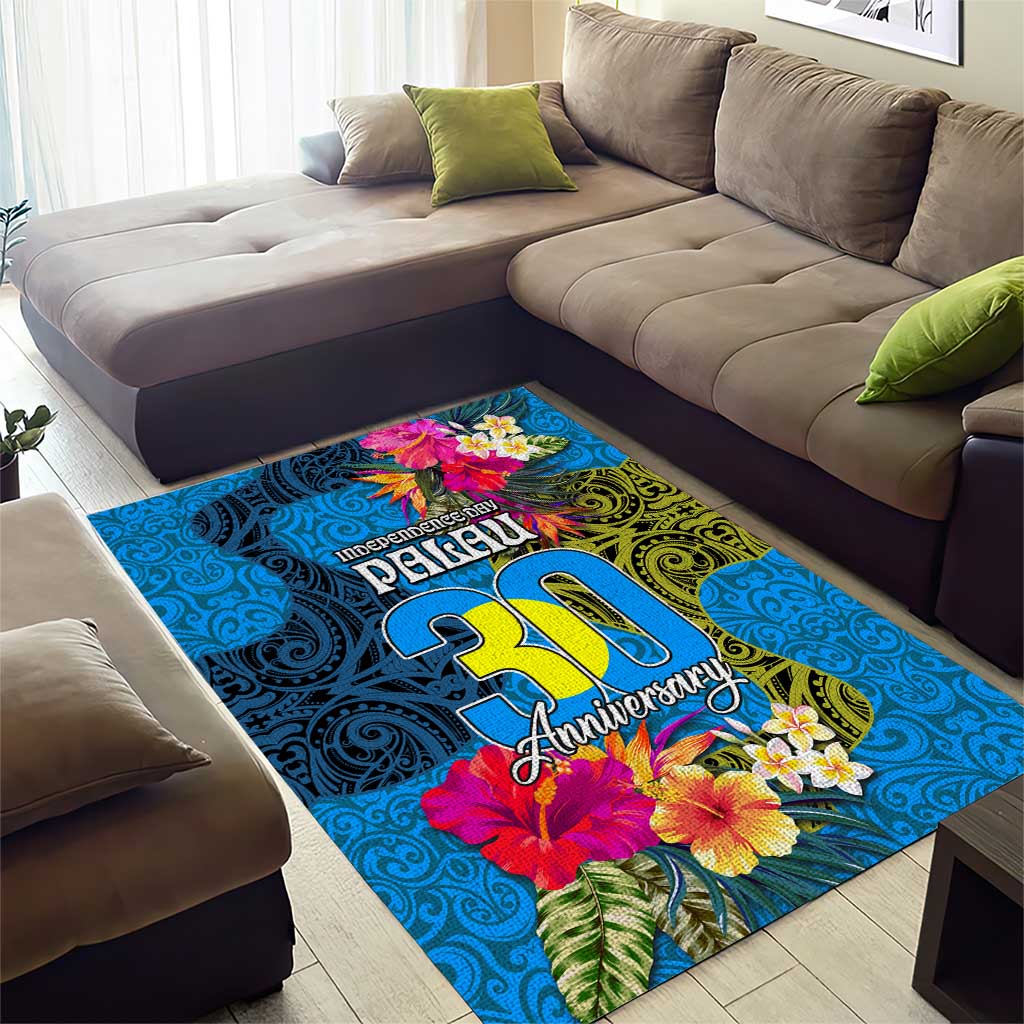 Palau Independence Day Area Rug 1st October 30th Anniversary Polynesian Jungle Flower LT03 - Polynesian Pride