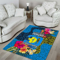 Palau Independence Day Area Rug 1st October 30th Anniversary Polynesian Jungle Flower LT03 - Polynesian Pride