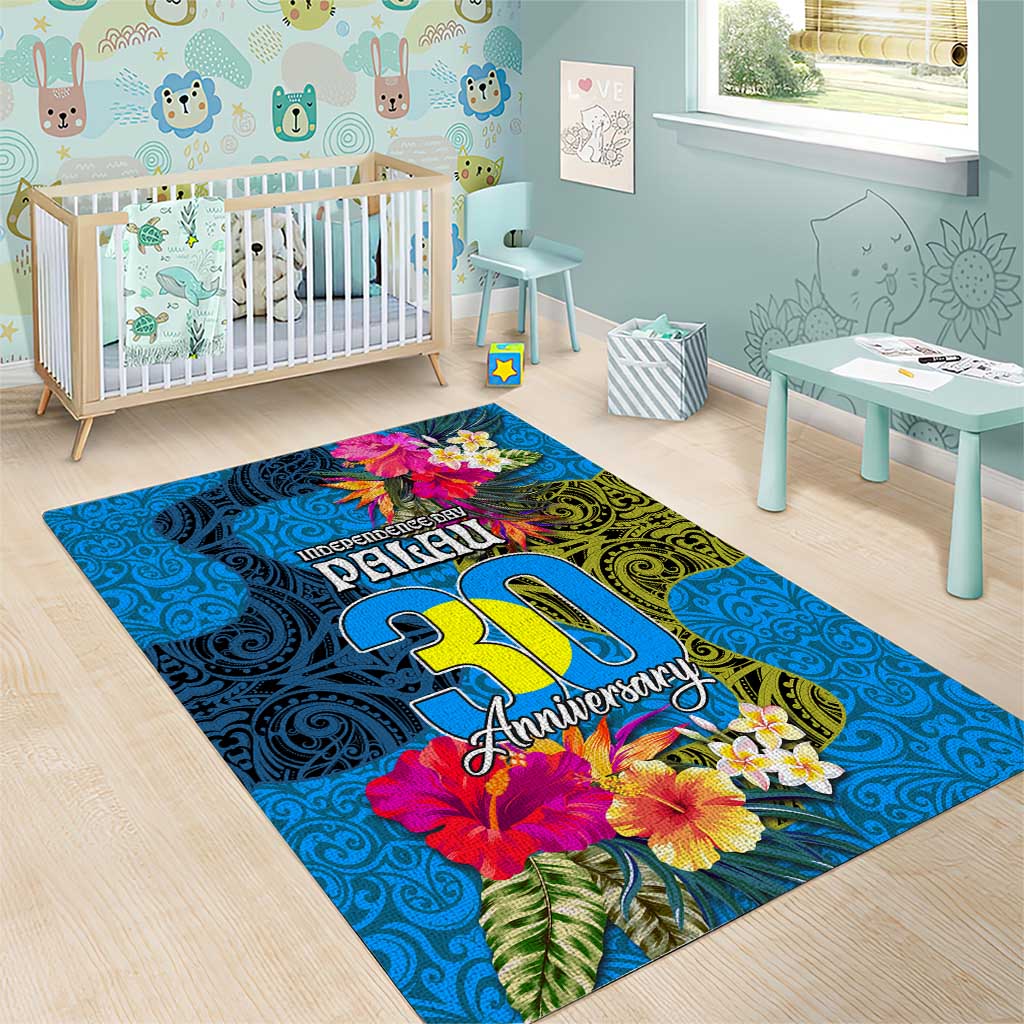 Palau Independence Day Area Rug 1st October 30th Anniversary Polynesian Jungle Flower LT03 - Polynesian Pride