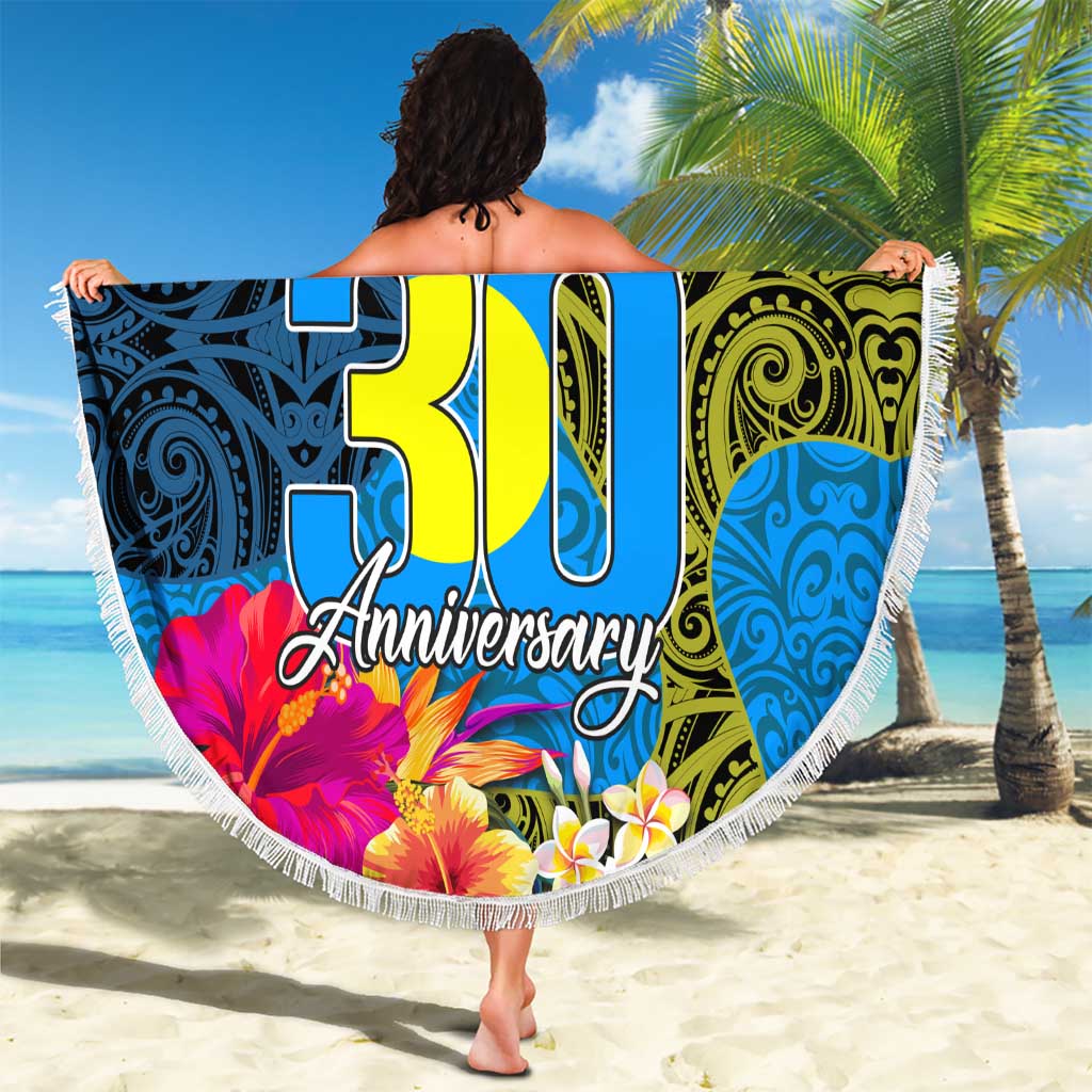 Palau Independence Day Beach Blanket 1st October 30th Anniversary Polynesian Jungle Flower LT03 - Polynesian Pride