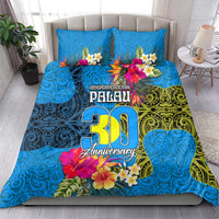 Palau Independence Day Bedding Set 1st October 30th Anniversary Polynesian Jungle Flower LT03 - Polynesian Pride