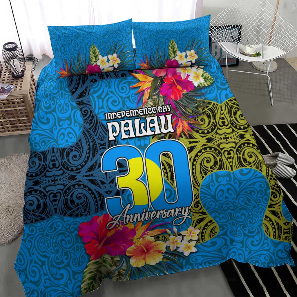 Palau Independence Day Bedding Set 1st October 30th Anniversary Polynesian Jungle Flower LT03 - Polynesian Pride