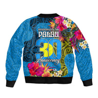 Palau Independence Day Bomber Jacket 1st October 30th Anniversary Polynesian Jungle Flower LT03 - Polynesian Pride