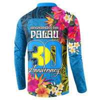 Palau Independence Day Button Sweatshirt 1st October 30th Anniversary Polynesian Jungle Flower LT03 - Polynesian Pride