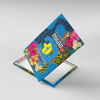 Palau Independence Day Canvas Wall Art 1st October 30th Anniversary Polynesian Jungle Flower LT03 With Frame Blue - Polynesian Pride