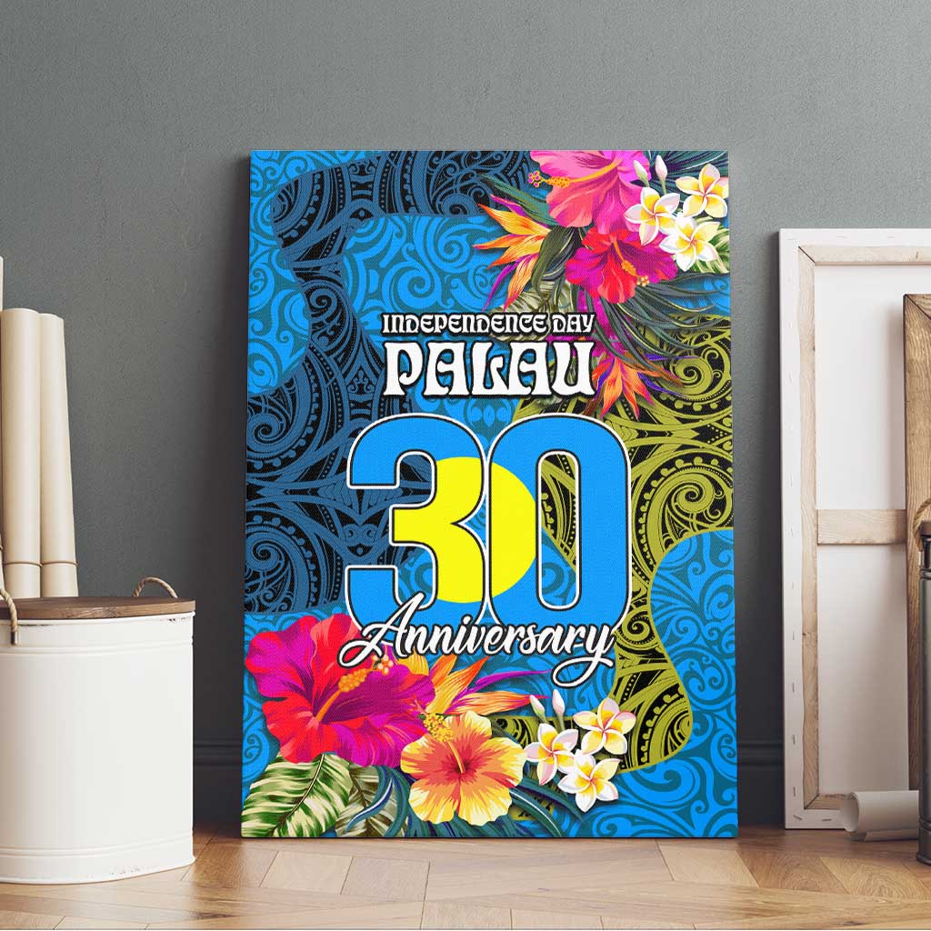 Palau Independence Day Canvas Wall Art 1st October 30th Anniversary Polynesian Jungle Flower LT03 - Polynesian Pride