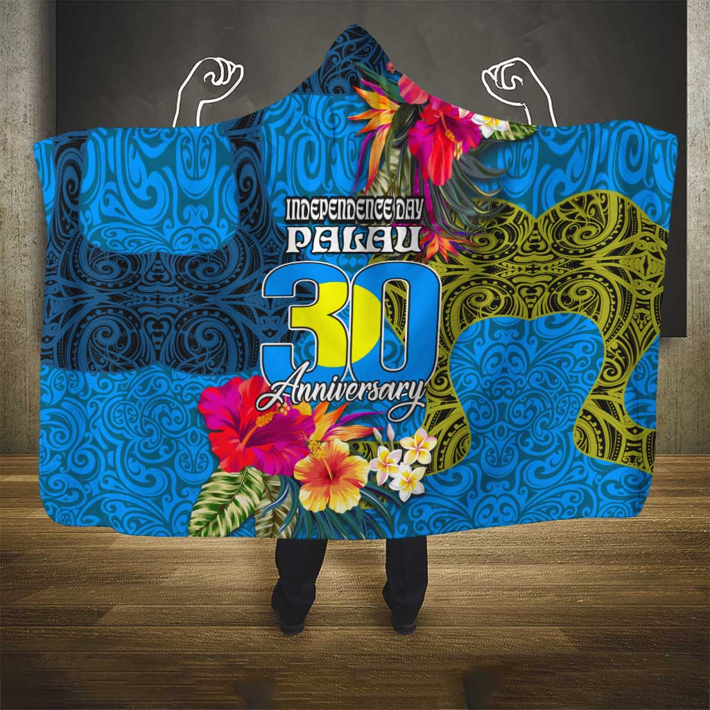 Palau Independence Day Hooded Blanket 1st October 30th Anniversary Polynesian Jungle Flower LT03 - Polynesian Pride