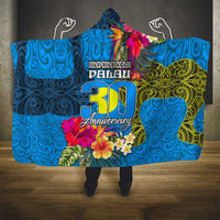 Palau Independence Day Hooded Blanket 1st October 30th Anniversary Polynesian Jungle Flower LT03 - Polynesian Pride