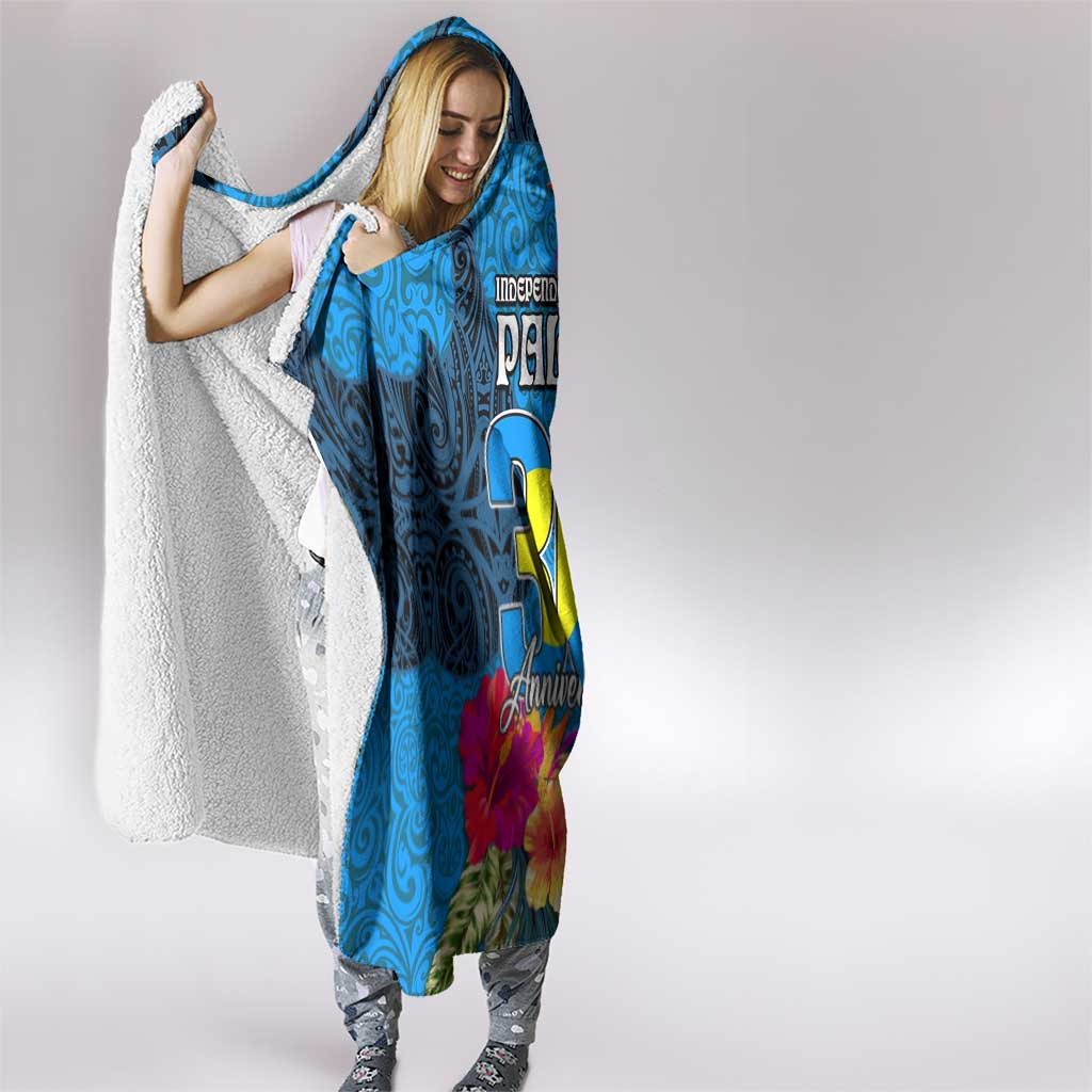 Palau Independence Day Hooded Blanket 1st October 30th Anniversary Polynesian Jungle Flower LT03 - Polynesian Pride
