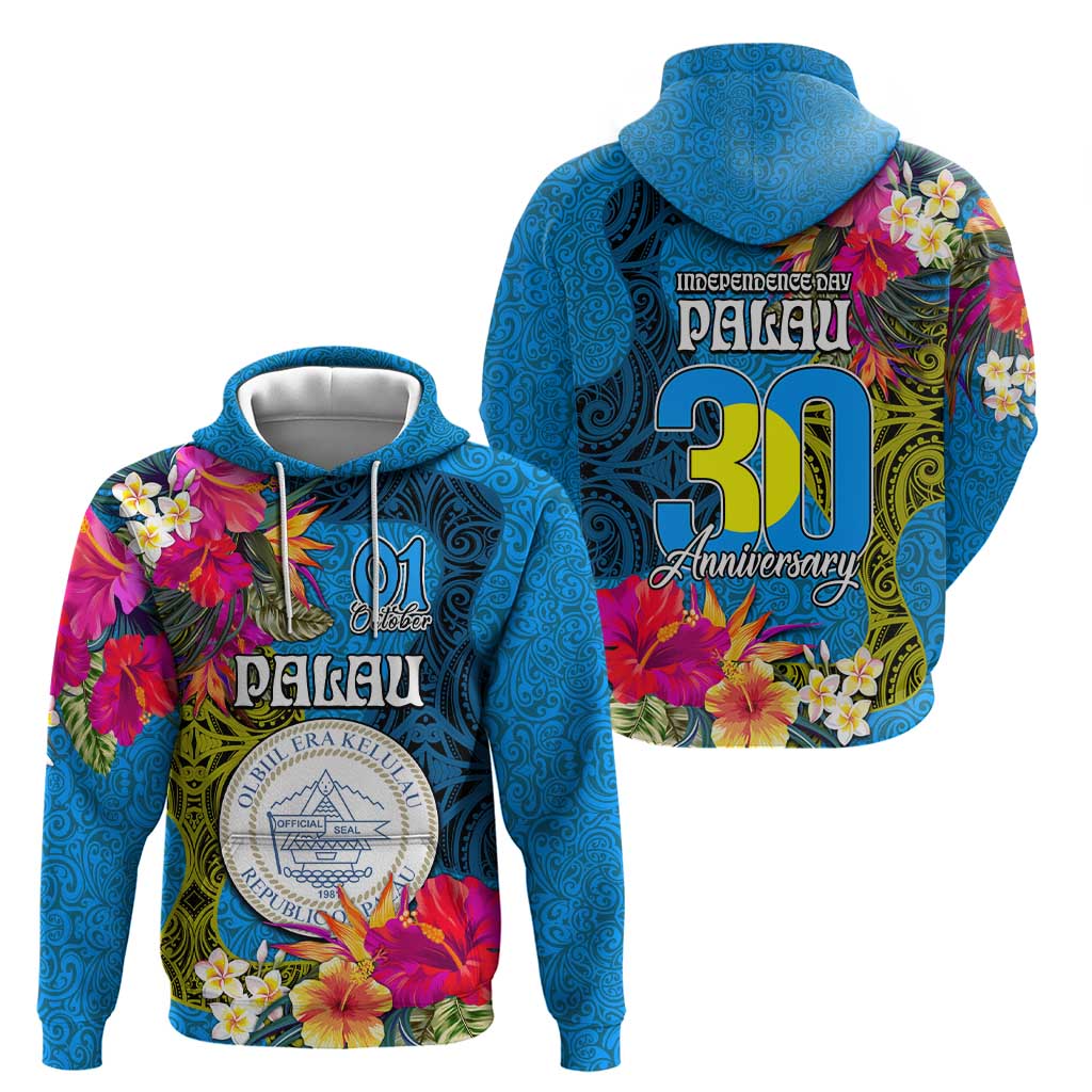 Palau Independence Day Hoodie 1st October 30th Anniversary Polynesian Jungle Flower LT03 - Polynesian Pride