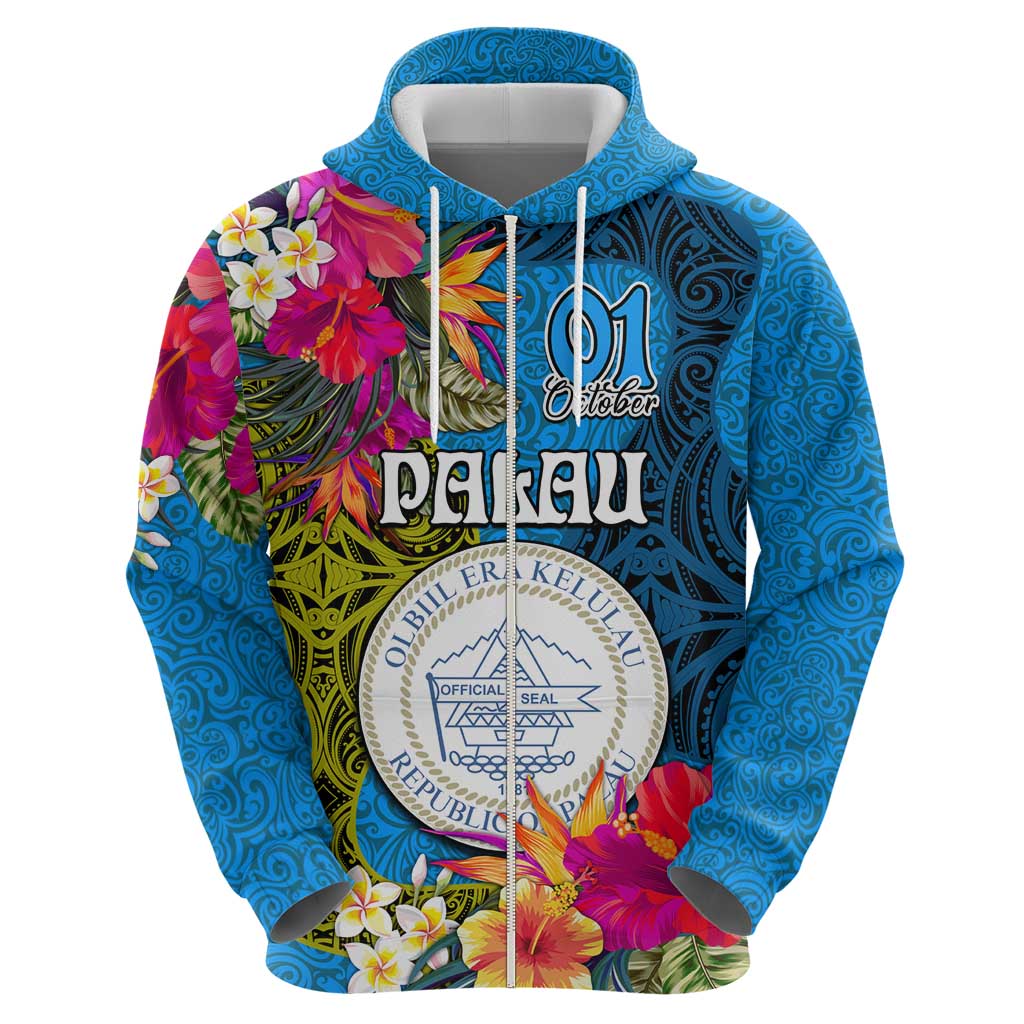 Palau Independence Day Hoodie 1st October 30th Anniversary Polynesian Jungle Flower LT03 - Polynesian Pride