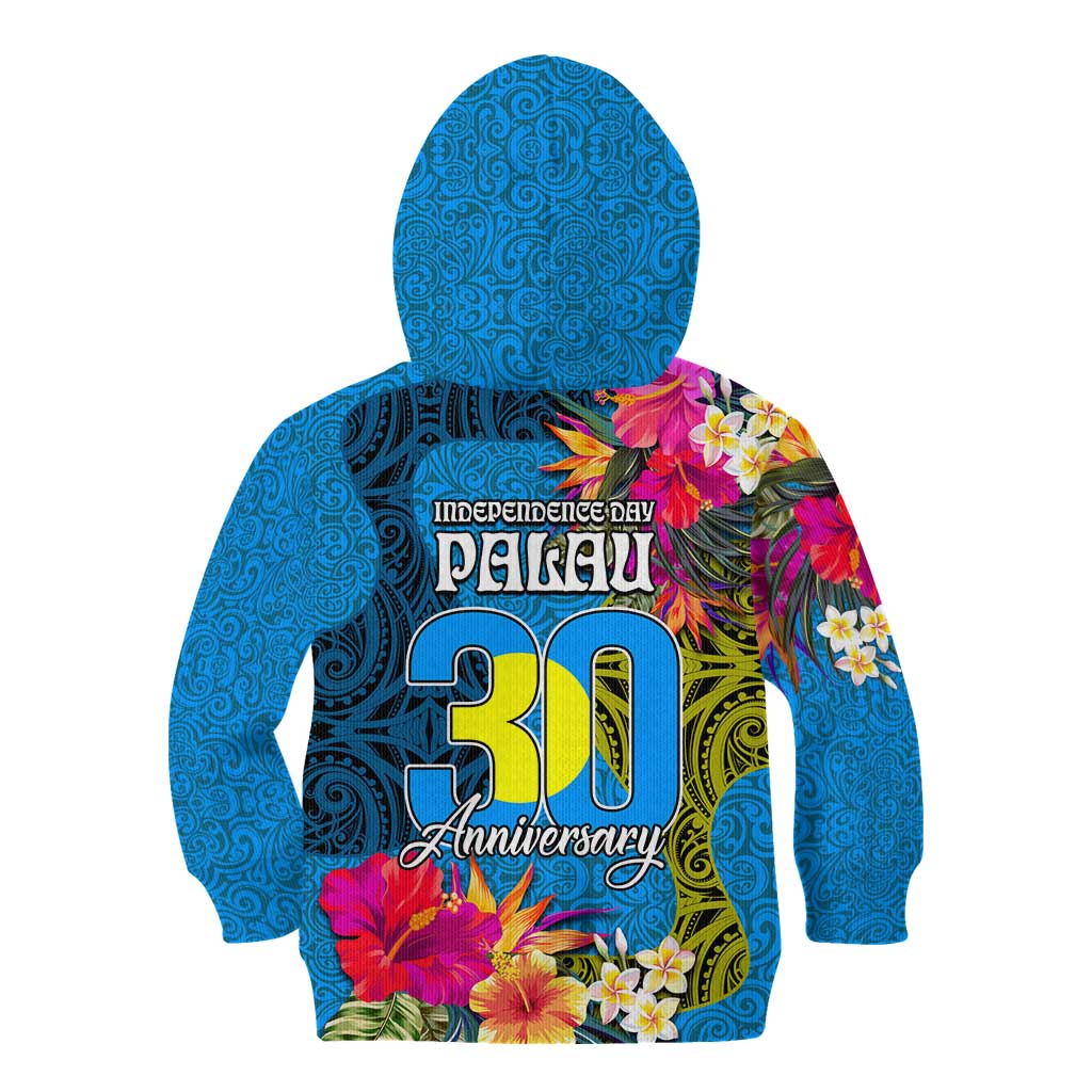 Palau Independence Day Kid Hoodie 1st October 30th Anniversary Polynesian Jungle Flower LT03 - Polynesian Pride