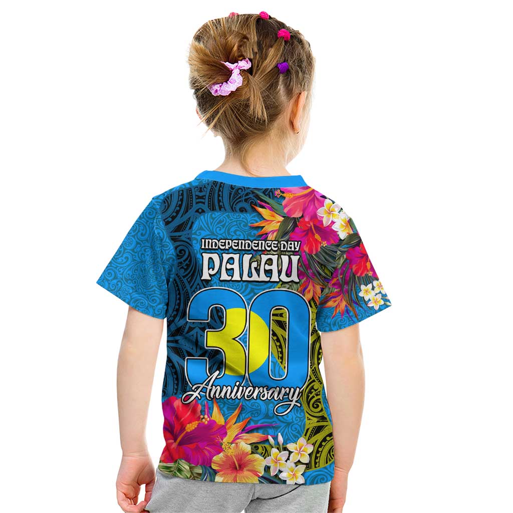 Palau Independence Day Kid T Shirt 1st October 30th Anniversary Polynesian Jungle Flower LT03 - Polynesian Pride