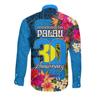 Palau Independence Day Long Sleeve Button Shirt 1st October 30th Anniversary Polynesian Jungle Flower LT03 - Polynesian Pride