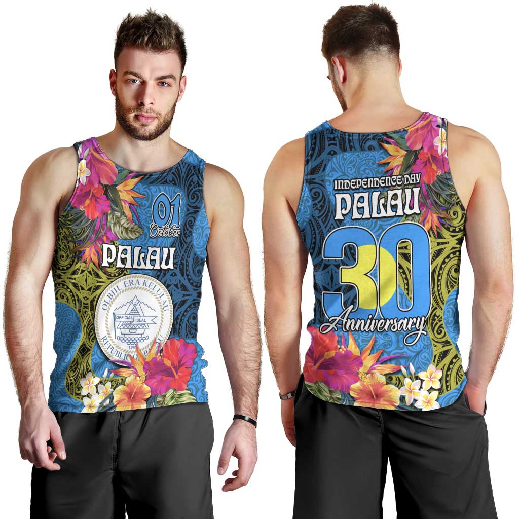 Palau Independence Day Men Tank Top 1st October 30th Anniversary Polynesian Jungle Flower LT03 - Polynesian Pride