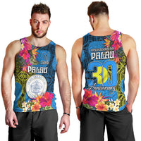 Palau Independence Day Men Tank Top 1st October 30th Anniversary Polynesian Jungle Flower LT03 - Polynesian Pride