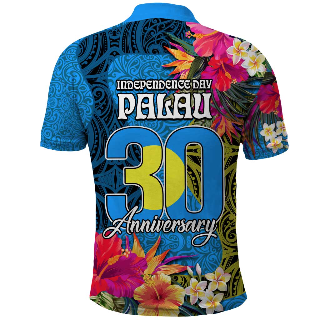 Palau Independence Day Polo Shirt 1st October 30th Anniversary Polynesian Jungle Flower LT03 - Polynesian Pride