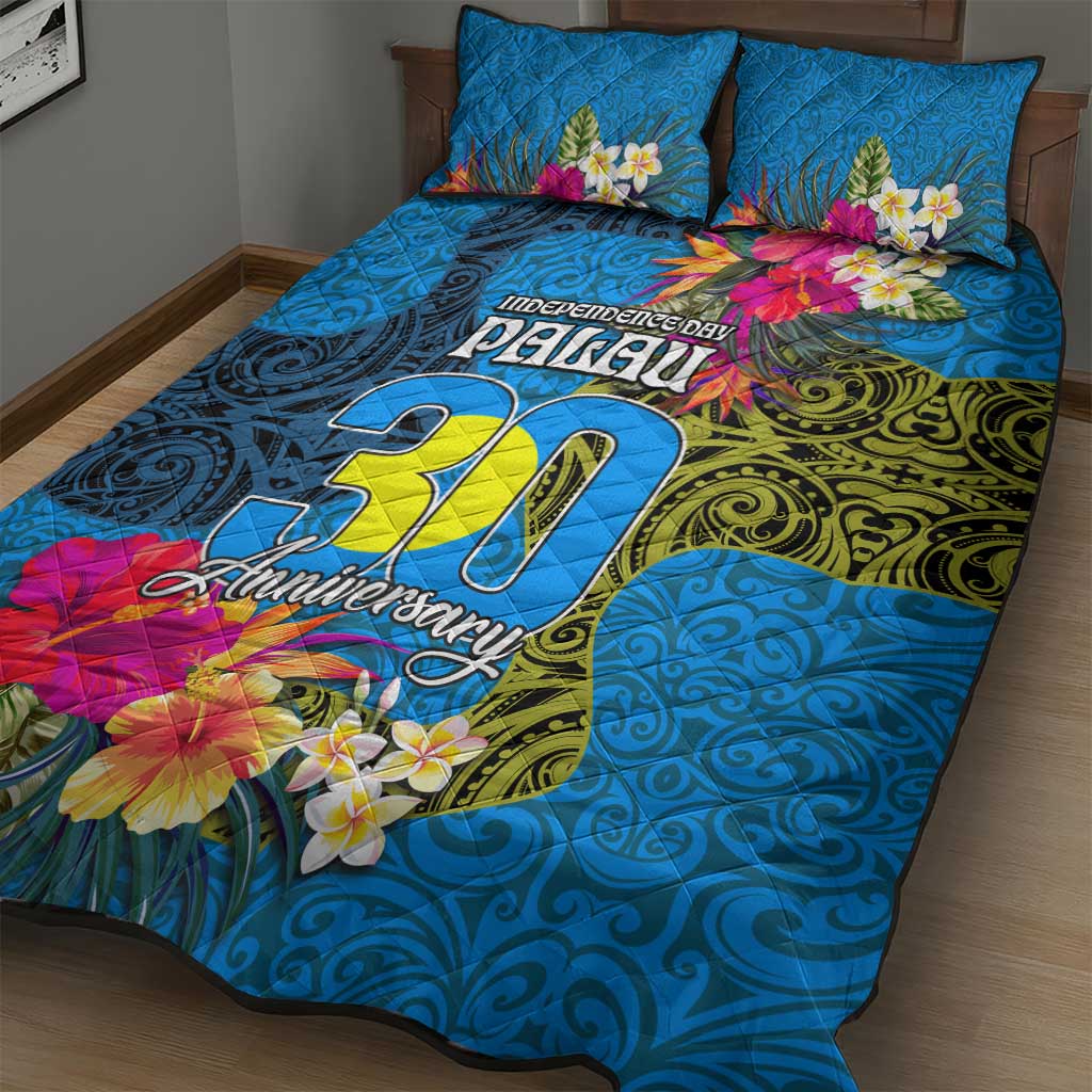 Palau Independence Day Quilt Bed Set 1st October 30th Anniversary Polynesian Jungle Flower LT03 - Polynesian Pride